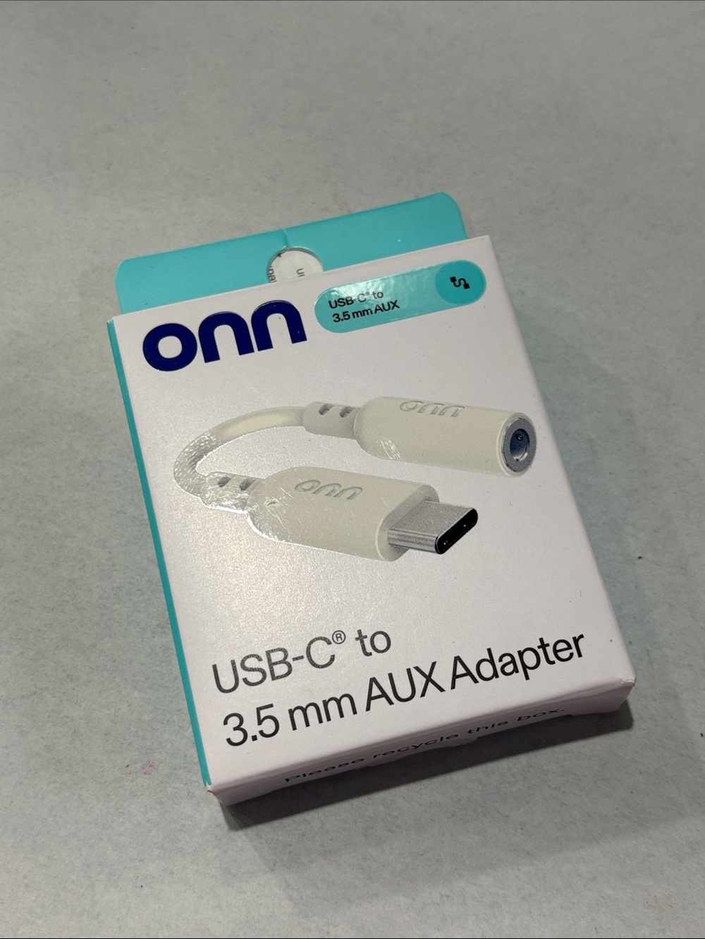 Onn USB-C to 3.5mm AUX Adapter - White new sealed
